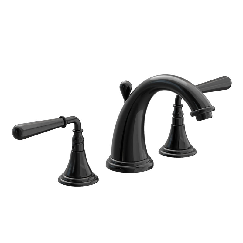 Bevelle Widespread Bathroom Faucet with Drain Assembly, Gloss Black