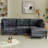 99.41" Chenille High Armrest L Shaped Sofa with Ottoman-1479544479