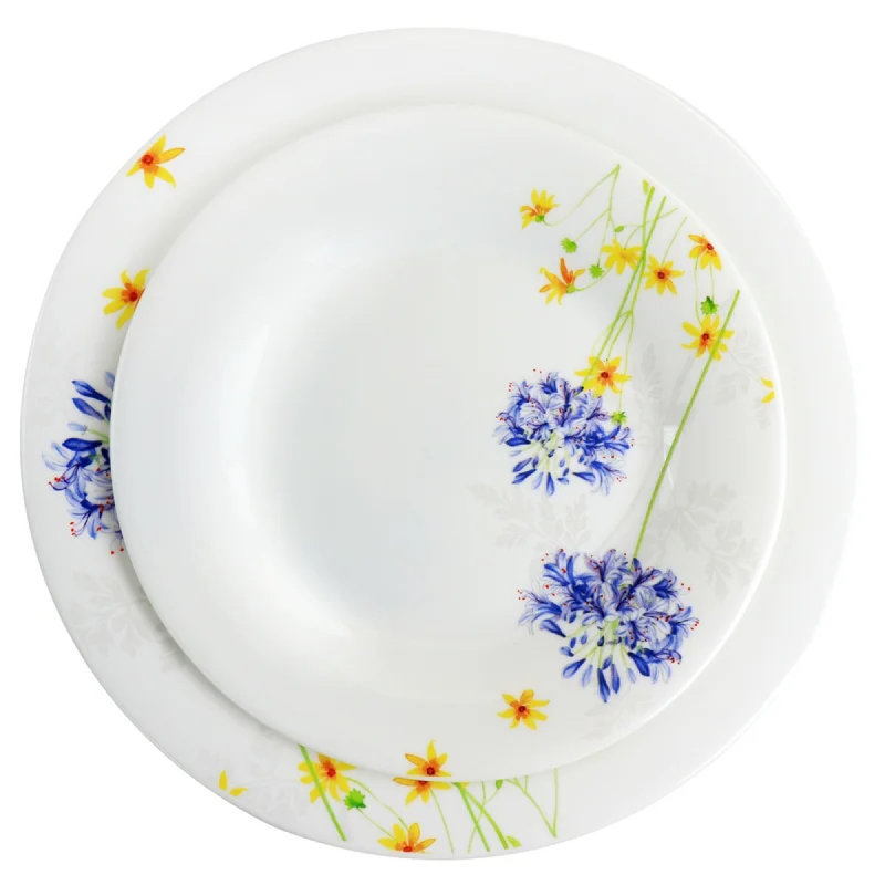 Gibson Ultra Violet Floral 12-piece Tempered Opal Glass Dinnerware Set – Durable, Chip-resistant, Microwave & Dishwasher Safe, Service For 4