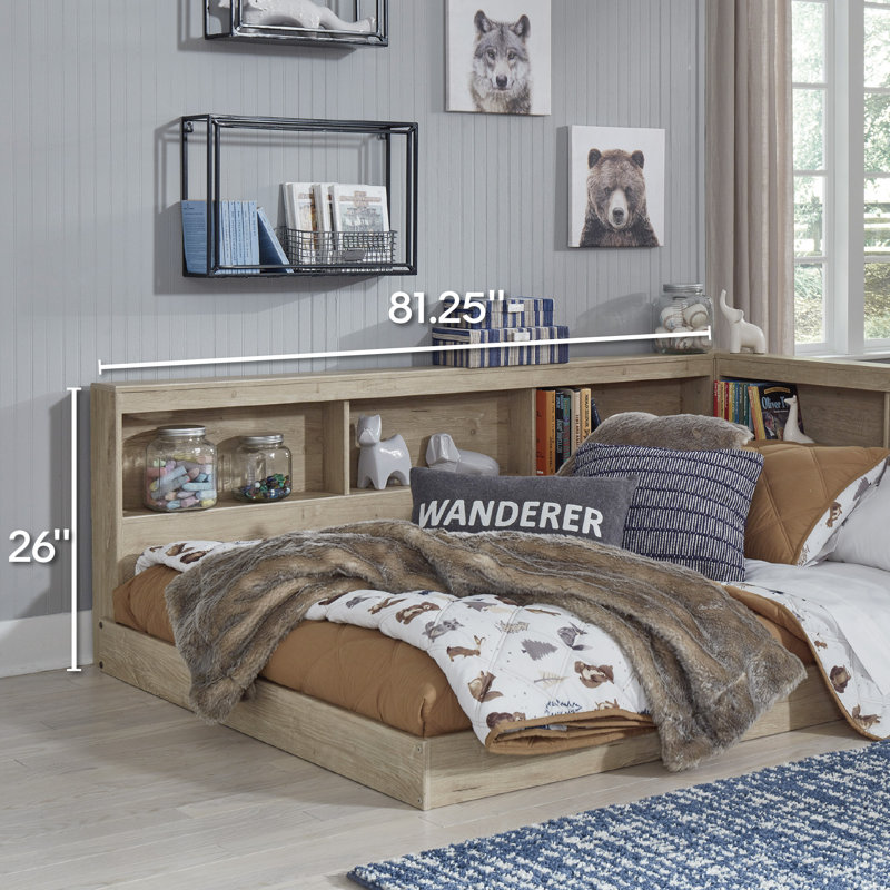 Karnova Platform Bed with Bookcase, Twin, Natural