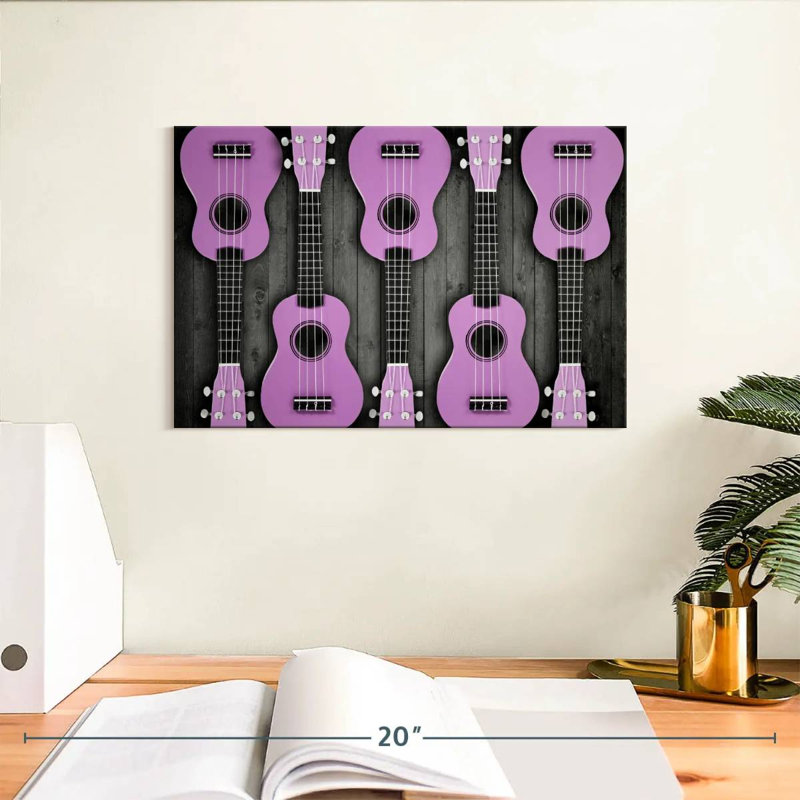 Guitare acoustique mauve, H 8 po x l 12 po