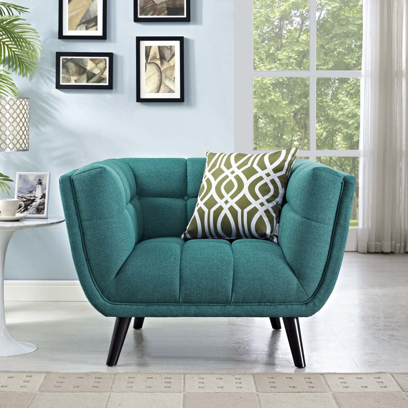 Fauteuil Bestow, Tissage uni bleu sarcelle