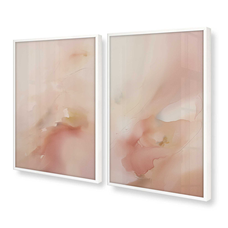 Pastel Paradise Delight, ensemble de 2 impressions dans un cadre, Blanc opaque, H 15 po x l 24 po