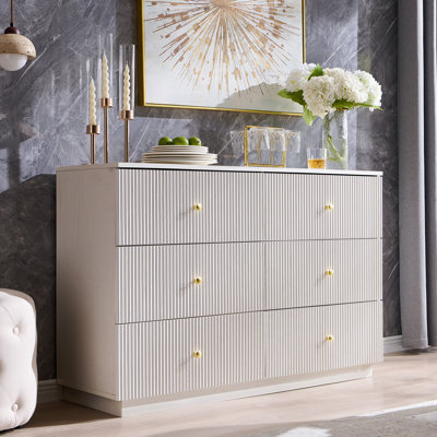 Aberdeen Fluted Drawer Dressers, Tall Dresser Storage Organizer, Chest of Drawers with Deep Storage, Modern Bedroom Chest for Closet Hallway, Entryway, Living Room