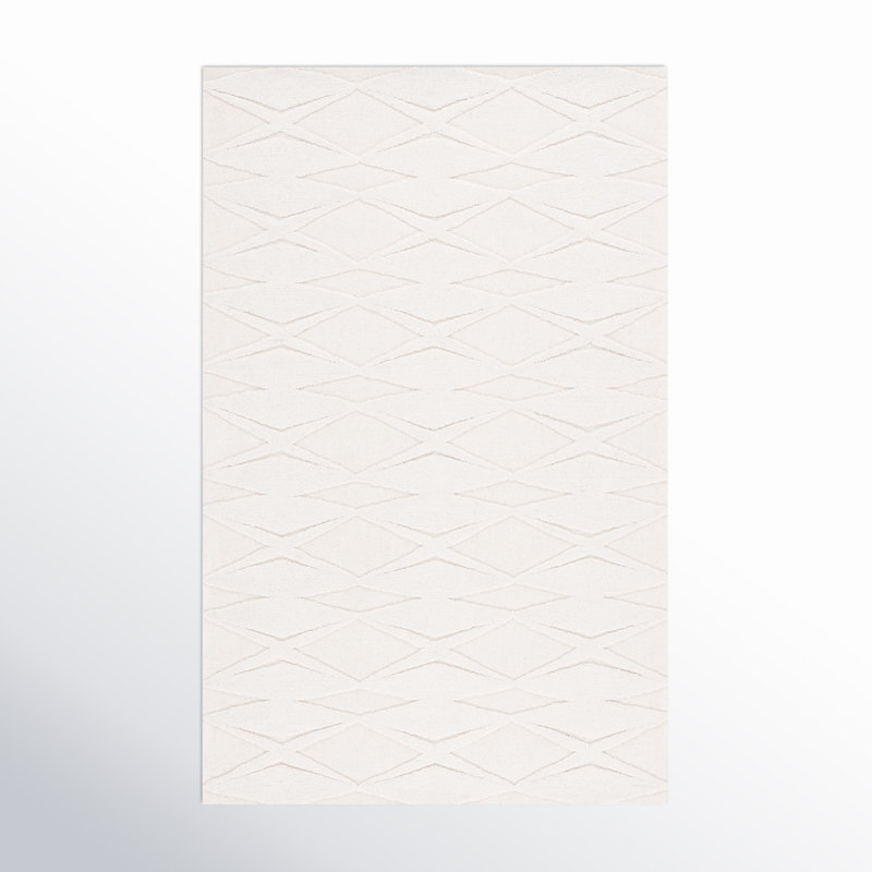 Tapis ivoire en laine / coton touffeté à la main Elphia, Rectangle 4 pi x 6 pi