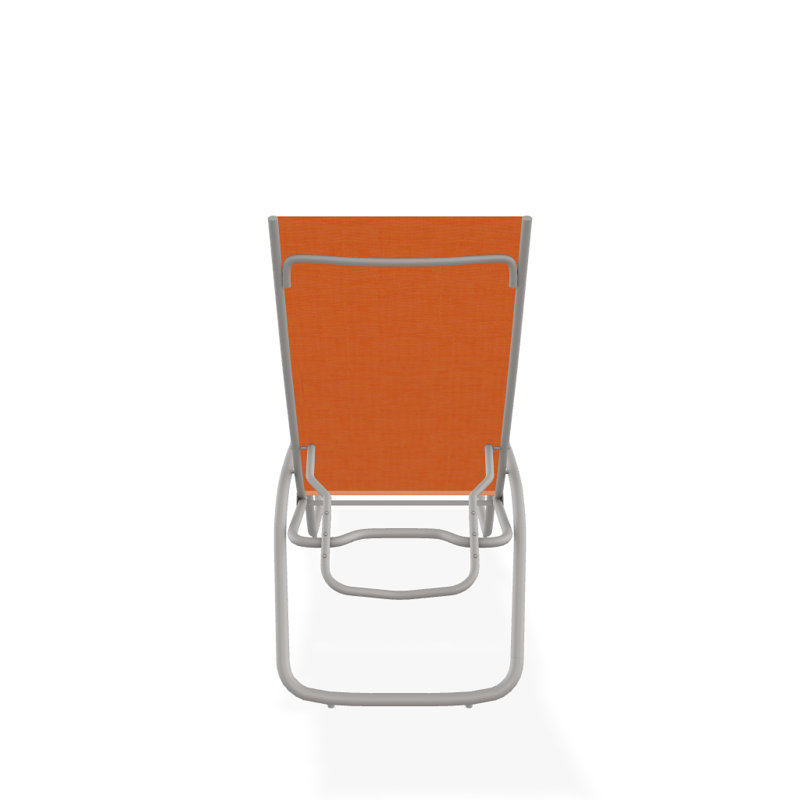 Outdoor Rust-Resistant Metal Chaise Lounge, Textured Warm Gray, Canvas Tangerine Sunbrella® Canvas