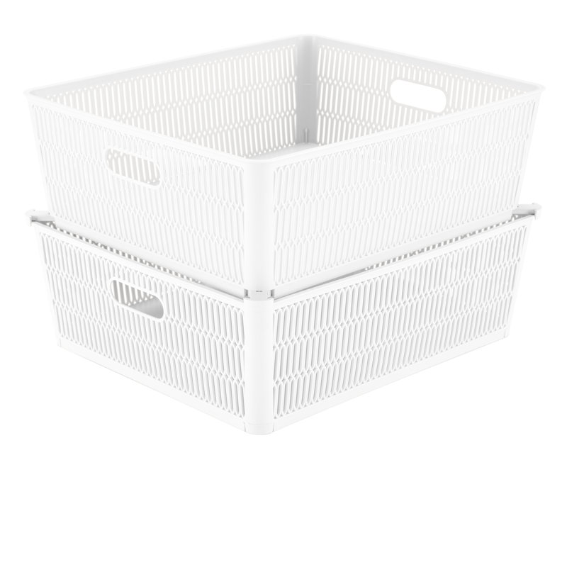 Ensemble de bacs en plastique Slide, Blanc, H 5 po x l 12,99 po x P 15 po