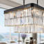 Lustre rectangulaire en cristal noir à 11 lumières de 34 pouces, suspension moderne à 2 niveaux K9-1315870895