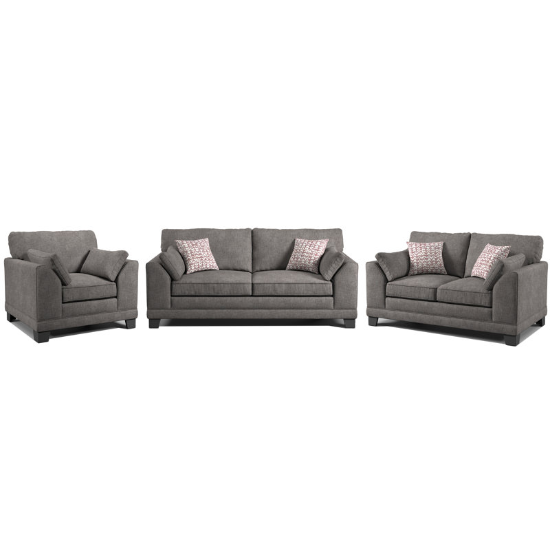 Atenas 3 - Piece Living Room Set, Charcoal