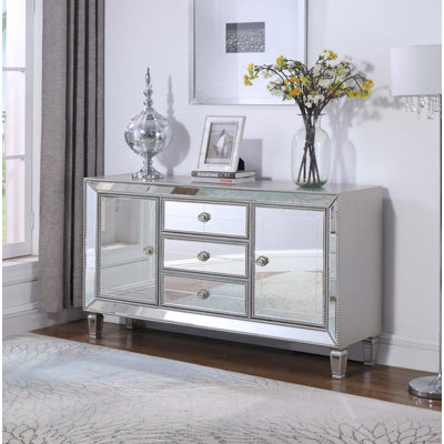 3-drawer Mirrored Storage Accent Cabinet Silver