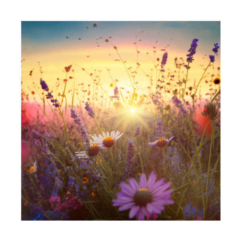 «Landscape Flowering Fields 7» sur toile, H 14 po x l 14 po x P 2 po
