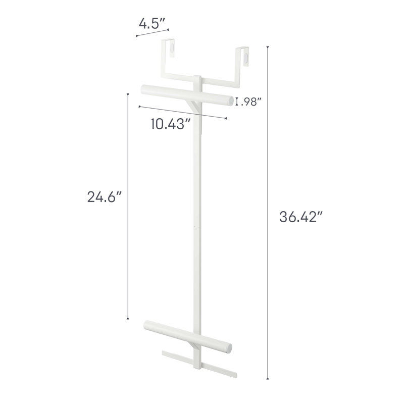 Yamazaki Home Kids' Backpack Over The Door Hanger, Two-Tiered Bookbag Metal Storage Rack, White