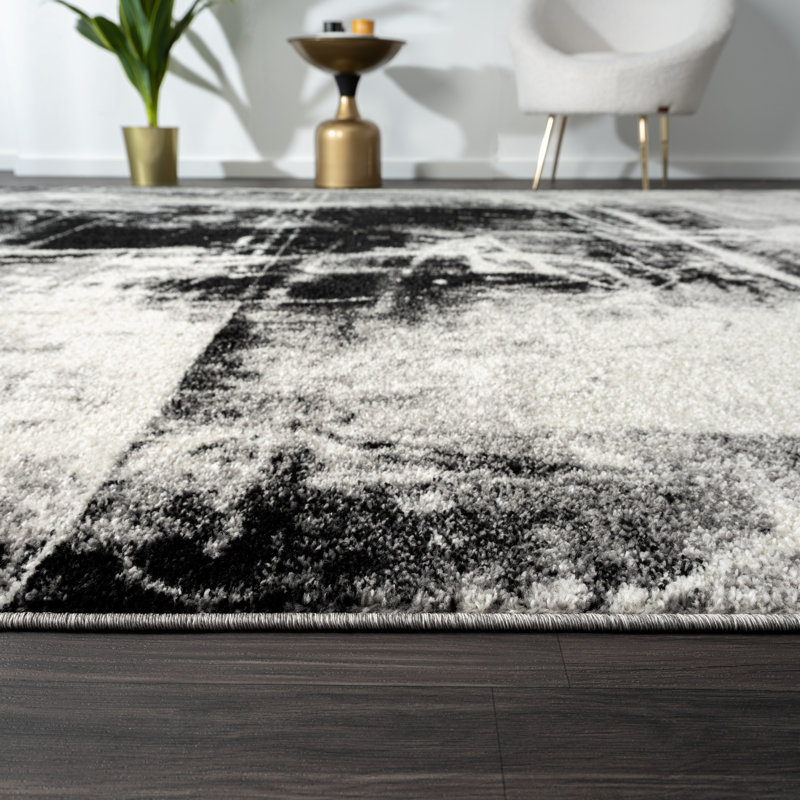 Stourbridge Abstract Area Rug in Black, Rectangle 7'9" x 9'9"