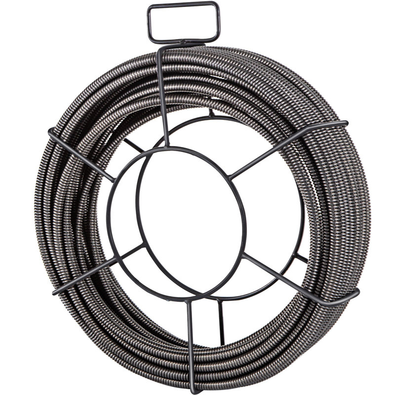 Drain Cleaning Cable 100 FT X 3/8 Inch, Solid Core Steel Sewer Cable With 4 Cutter For 2" To 4" Pipes, Sewer Auger Cleaner Cable For Sink, Floor Drain, Toilet