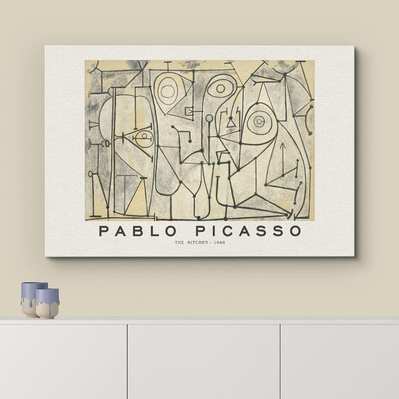 "La cuisine par Pablo Picasso", œuvre d'art classique rétro zen rétro sur toile, Toile tendue, H 24 po x l 36 po