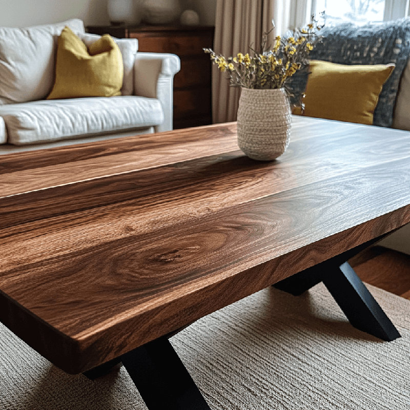 Solid Walnut Coffee Table - Chunky X Legs, 45cm H x 100cm L x 40cm W