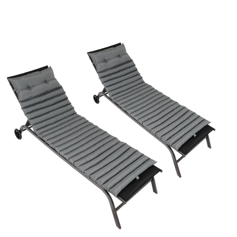 Coussin de chaise longue pour patio, 2 pièces, utilisation à l'extérieur toute l'année, coussin intérieur en éponge résilient, haute résilience