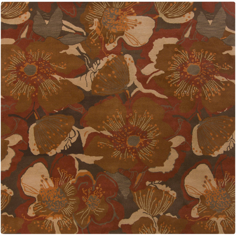 Elsberry Wool Floral Indoor Rug, Square 4'