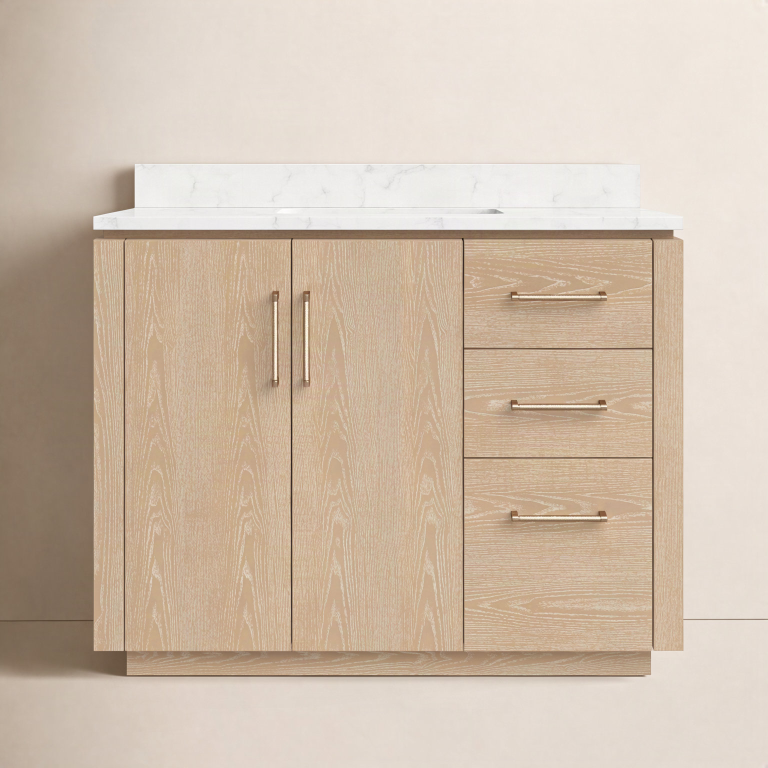 Cloverfield 42'' Single Bathroom Vanity, Gold, Washed Ash Gray