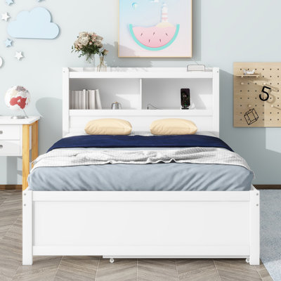 Full Size Platform Bed With Trundle, Drawers And USB Plugs, Gray by Red Barrel Studio