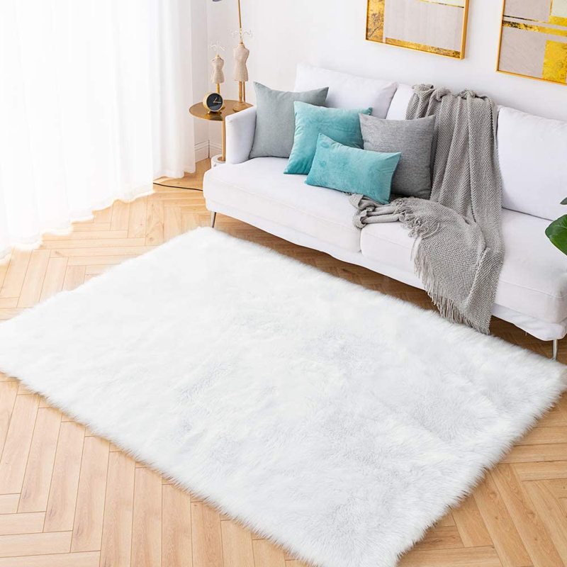 Tapis blanc rectangulaire à motif animalier 5 pi x 7 pi