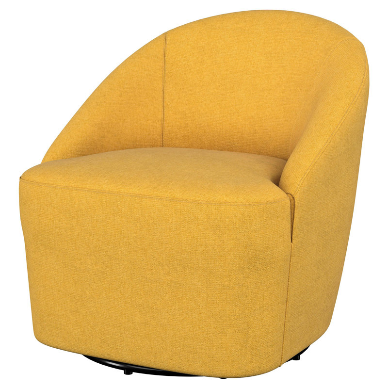 Chaise pivotante rembourrée jaune moutarde avec rembourrage et design contemporain pour la décoration intérieure