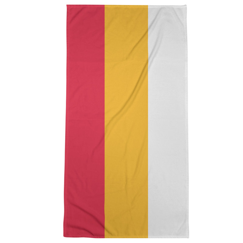 Cotton Blend Beach Towel, Gold/Cherry Red/Light Gray