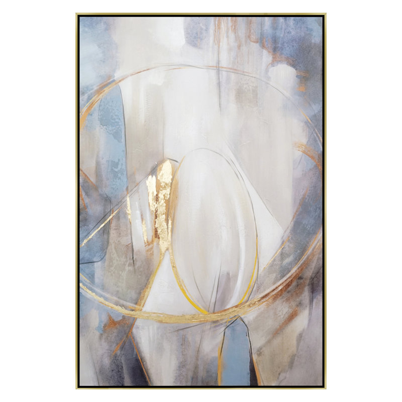 Art mural céleste abstrait sur toile à accents dorés - 34 po x 50 po - cadre doré