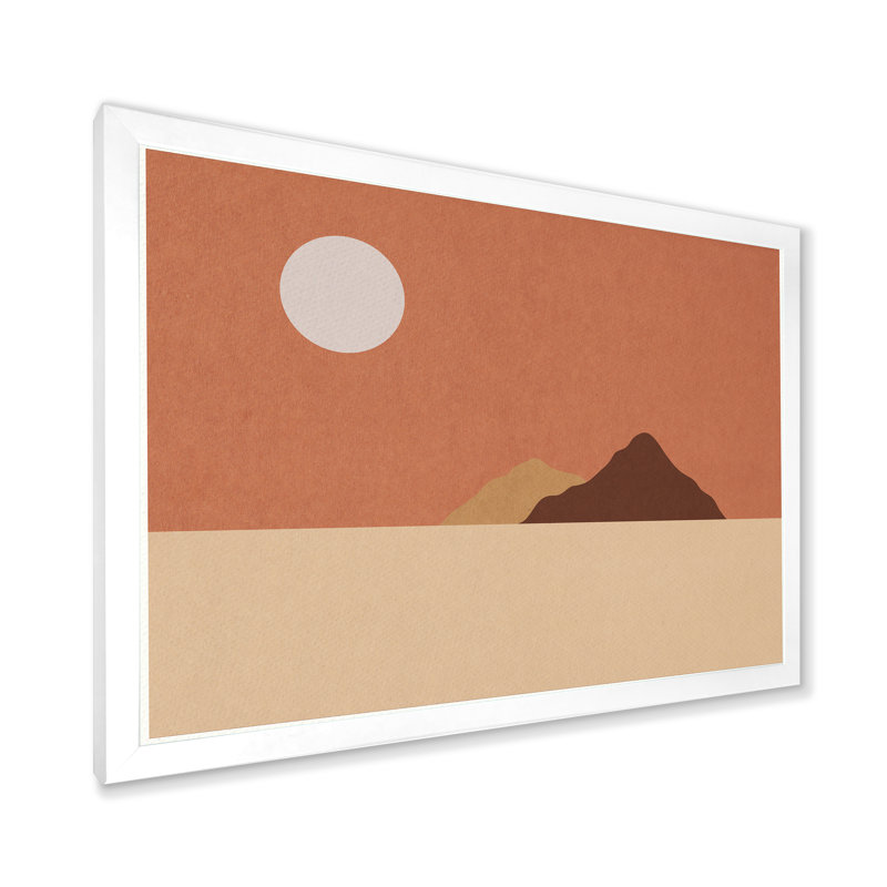 «Abstract Mininalisme Moon Landscape II», reproduction sur toile flottante, Cadre photo blanc, H 30 po x l 40 po x P 1,5 po
