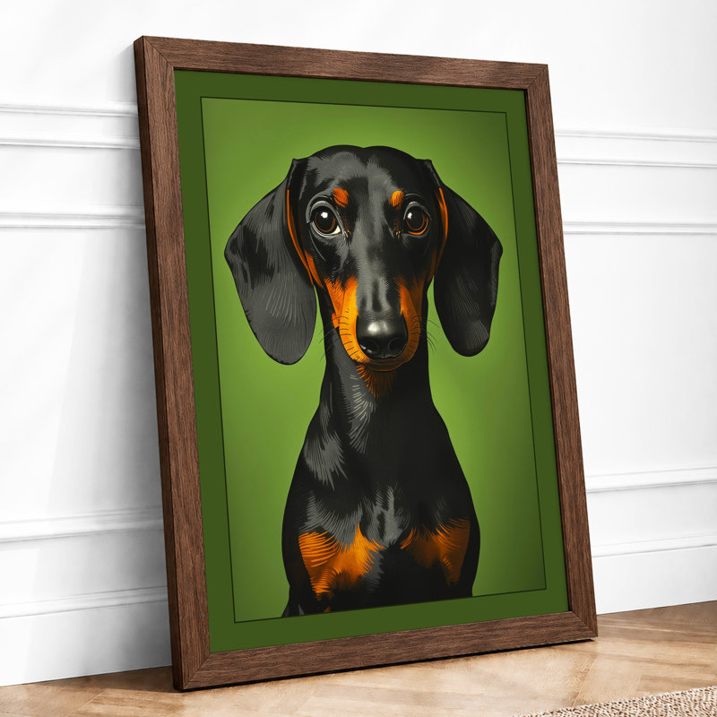 Dachshund Gaze Modern - Framed Print, Walnut, A1 - 84.1 x 59.4 cm