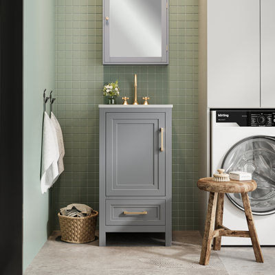 Meuble-lavabo gris 18 po entièrement assemblé