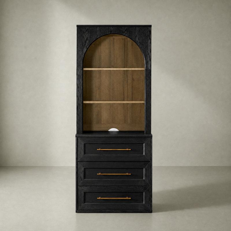 Commode de rangement avec huche Mercer41 Grabill, Noir, noir, noir, noir