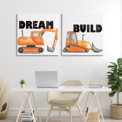Ensemble de 2 véhicules de construction «Build & Dream», conception par Kim Allen