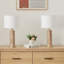 Lampe de table en bois massif H 20,7 po avec abat-jour tambour en lin Gaverne-2125104937