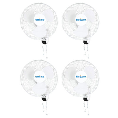 Ventilateur mural oscillant 3 vitesses 90 pouces Hurricane Classic 16 pouces, blanc (paquet de 4)