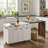 102.3" Wide Extendable Kitchen Island with Rolling Cart, Trash Storage Cabinet and 3-Tier Pull-Out Spice Rack, Mobile Dining Table for Kitchen, Dining Room, White