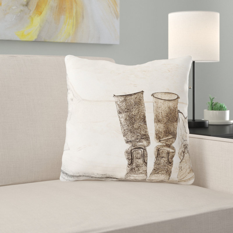 Housse et insert de coussin carré aquarelle Pateros, Microsuède, Intérieur