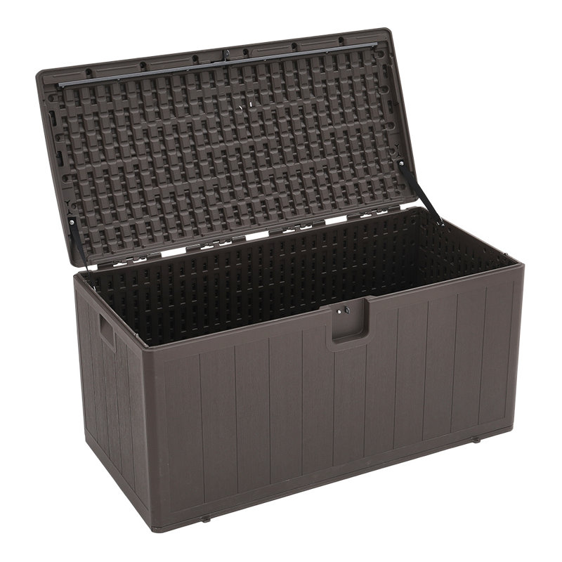 17 Stories Marycatherine 127cm W 105L Water Resistant Plastic Lockable Deck Box, Brown