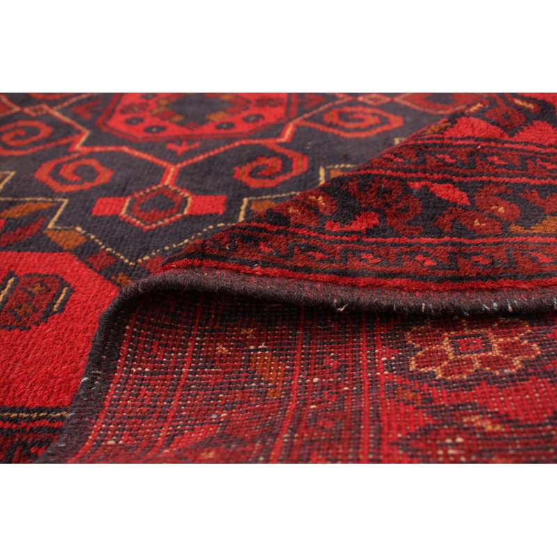 Tapis unique en laine noué à la main style Esari des années 2010 de 6 pi 5 po x 9 pi 9 po rouge Quay