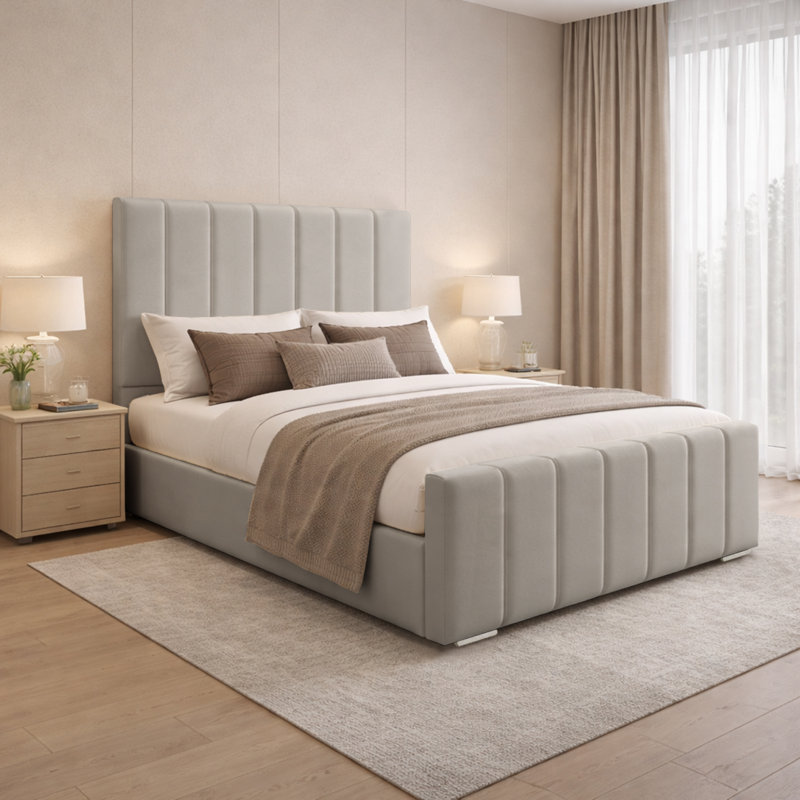 Connell Upholstered Bed Frame, Single (3'), Silver
