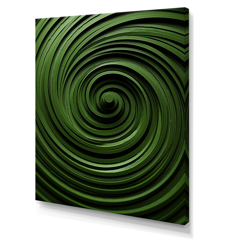 Abstrait vert apaisant en spirale - art mural géométrique, Toile tendue, H 44 po x l 34 po x P 1,5 po