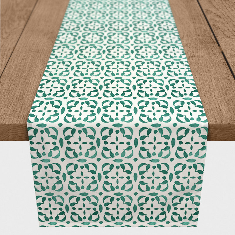 Milligan Tile Table Runner, 90" x 16", Teal