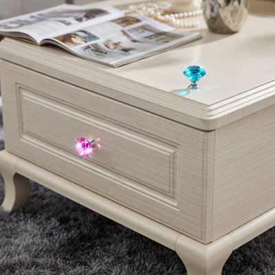 1.3" Diamond Shape Crystal Glass Cabinet Knobs with Golden Base