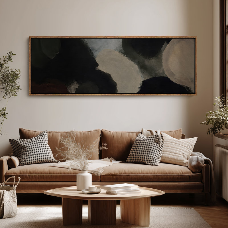 Très grand art mural rétro encadré pour art classique, H 20 po x l 60 po, Naturel