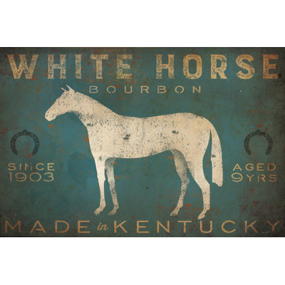 " White Horse With Words Blue " by Ryan Fowler