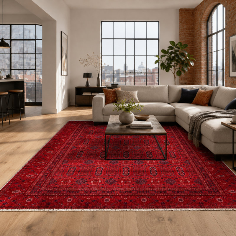Vintage Look Cotton and Chenille Flatweave Area Rug, 200 cm round