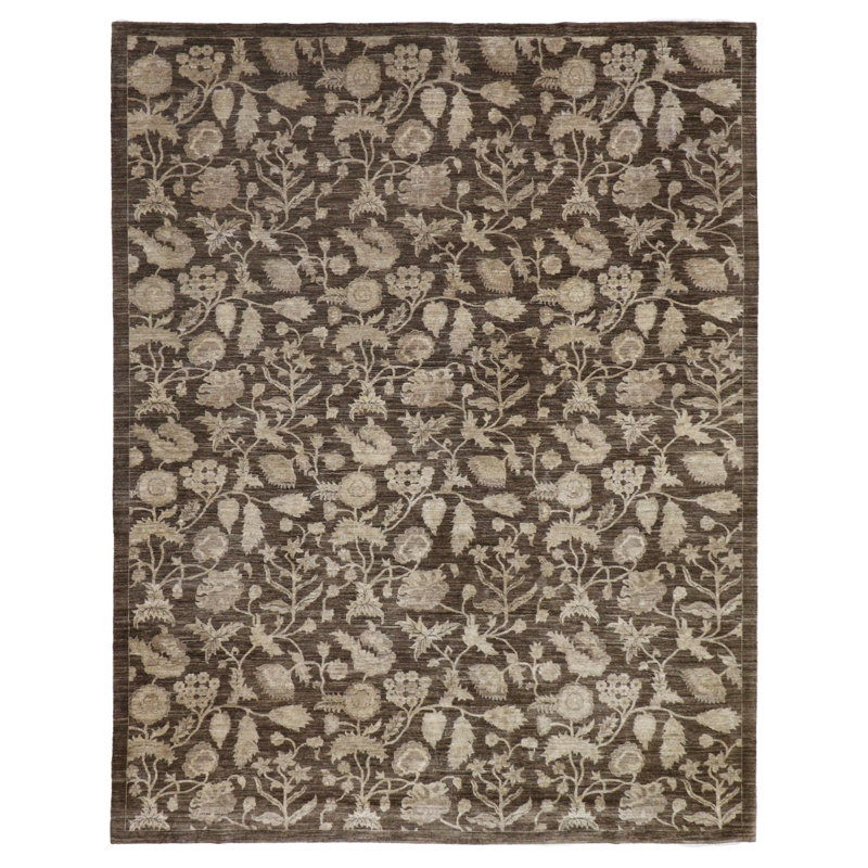 Sea of Flowers One-of-a-Kind 9'2" x 11'7" Area Rug in Brown/Ivory