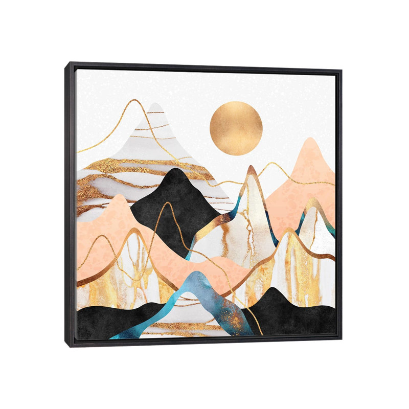 Impression d’art graphique, "mountainscape III" par Elisabeth Fredriksson, Pas de tapis, H 37 po x l 37 po x P 1,5 po