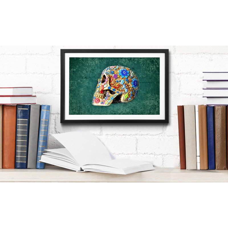 Colourful Skull 1 Piece Single Picture Frame Wall Art, 40cm H x 60cm W