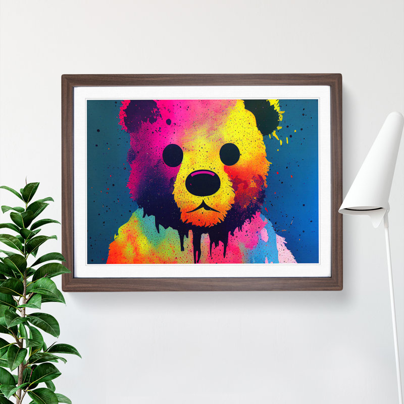 Teddy Bear Splash Vol.3 Abstract - Single Picture Frame Print, 25cm H x 34cm W, Walnut